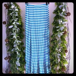 Teal stripe maxi skirt